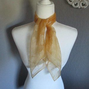 1950s floral gold chiffon scarf